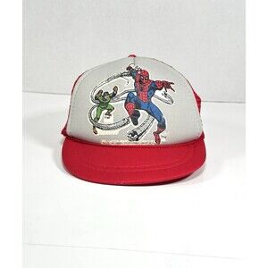 Vintage 80s Marvel Spiderman Doctor Octopus Youth Kids SnapBack Trucker Hat RARE
